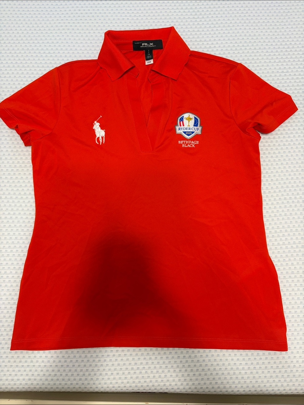 Ralph Lauren Red Women's Ryder Cup Polo with scalloped collar